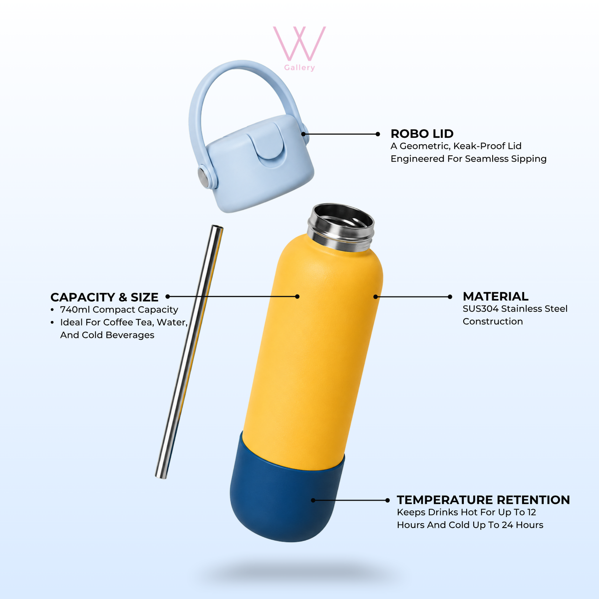 Free Engrave Wubble Bottle Bloom Series 740ml
