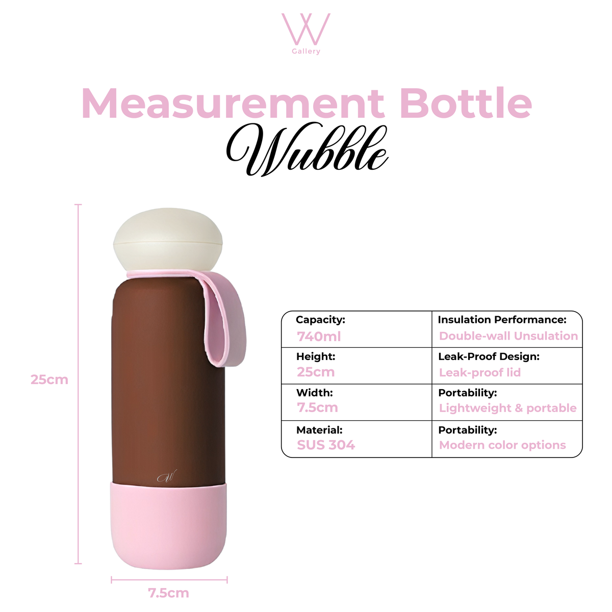 SUS 304 Stainless Steel - Cocoa Mint Wubble 740ml